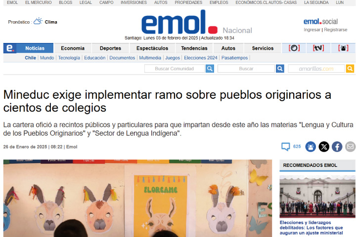 Mineduc exige implementar ramo sobre pueblos originarios a cientos de colegios